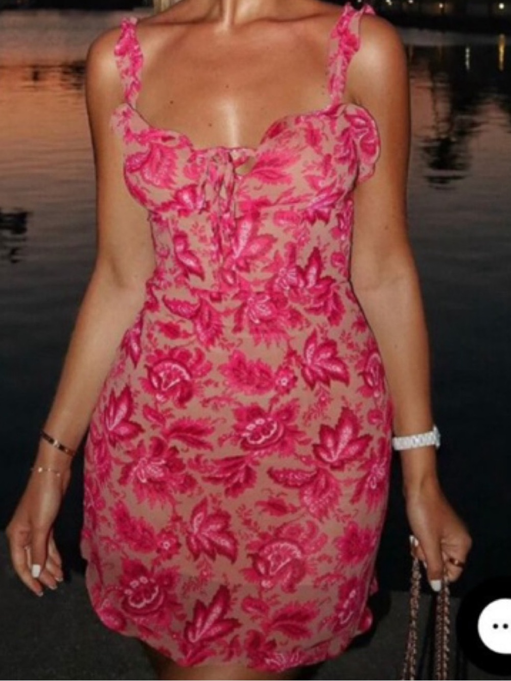White Fox Pink Floral Mini Dress